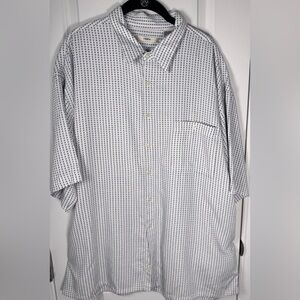 Campia Moda XXL Textured Rayon Resort Shirt White Blue Micro Check